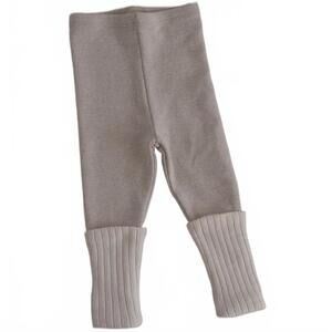 NEW PEEKABOO kids' fleece legging with rollup knitted warmer in oatmeal/cream